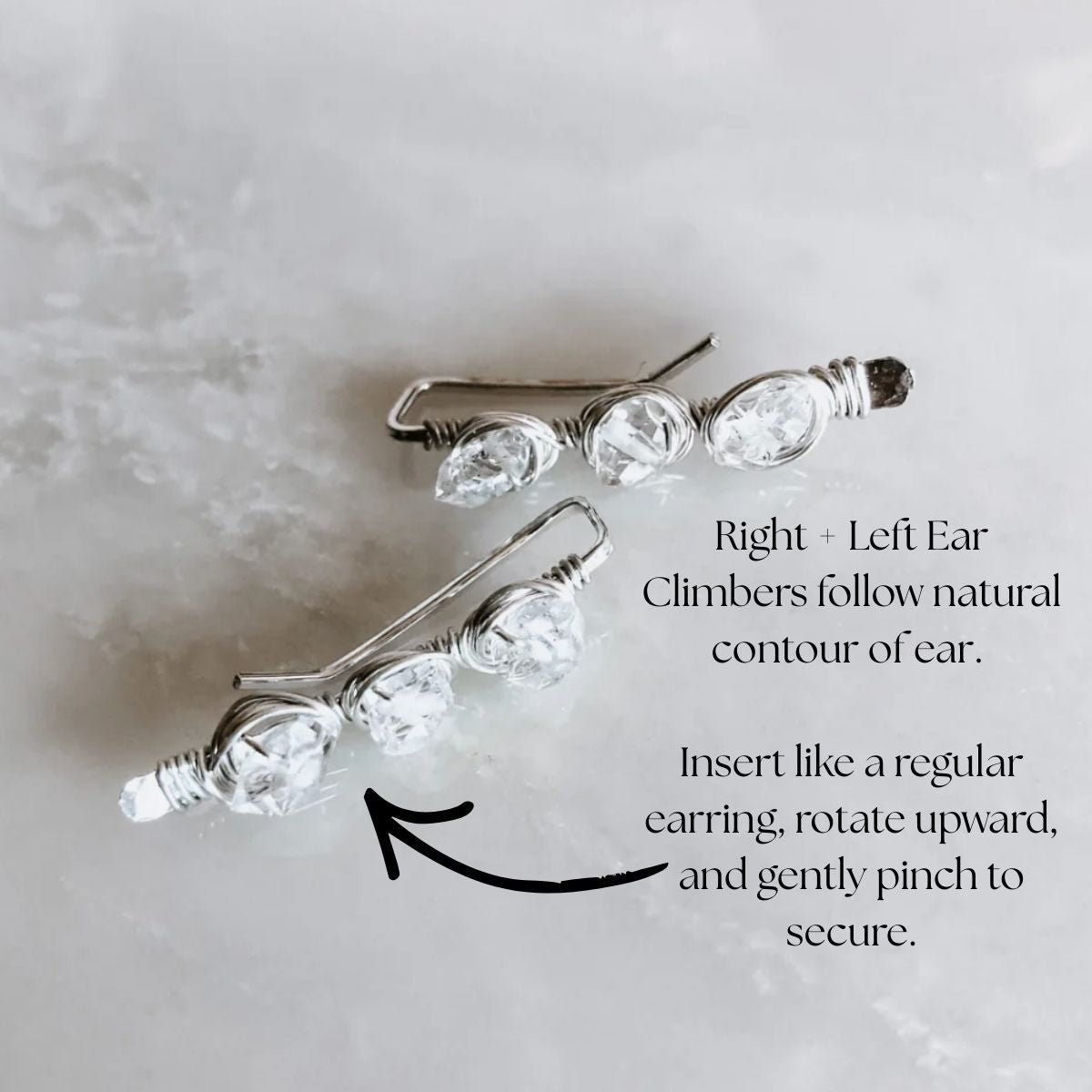 Herkimer Diamond Ear Climbers