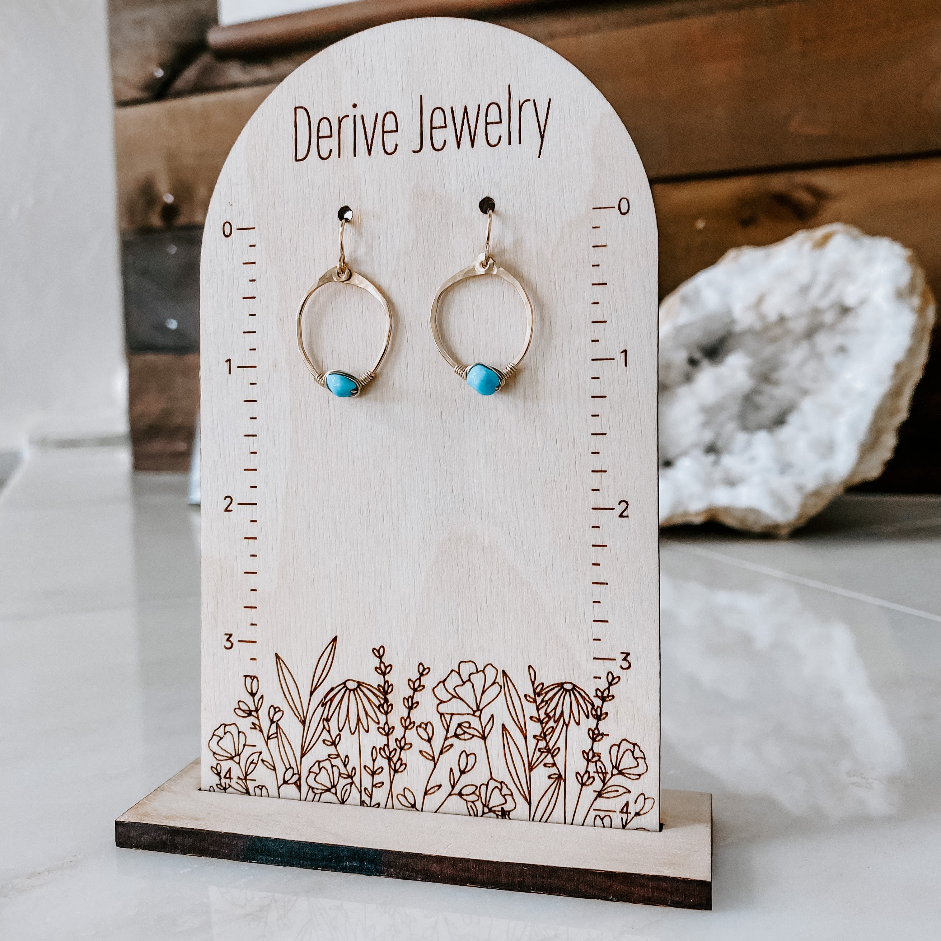 Kingman Turquoise Mini Organic Hoop Earrings